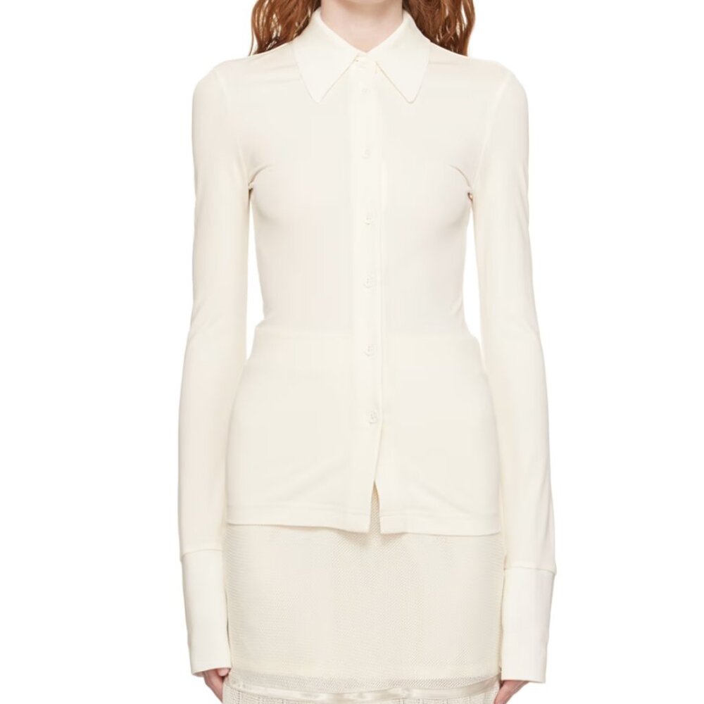 HELMUT LANG Off White Slim-Fit Stretch Button Down Shirt